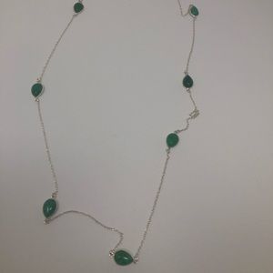 925 Sterling Silver & Green Chalcedony Necklace